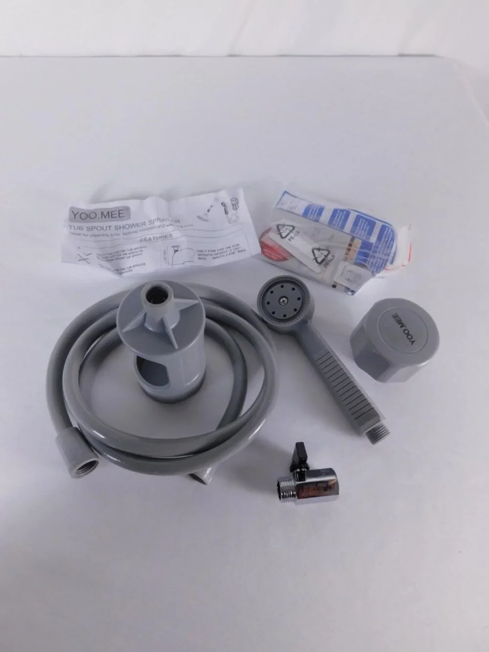 YOO.MEE Tub Spout Shower Sprayer Silver ABS Chrome Bathtub Lever Kit W Hose